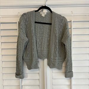 Jessica Simpson Sage Green Chenille Crop‎ Sweater Size Small